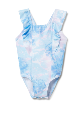 Sky Dye Ruffle-Shoulder Swimsuit